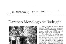 Estrenan monólogo de Radrigán Estrenan monólogo de Radrigán