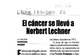 El Cáncer se llevó a Norbert Lechner El Cáncer se llevó a Norbert Lechner