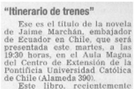 "Itinerario de trenes". "Itinerario de trenes".