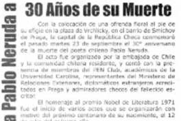 Praga recordó a Pablo Neruda a 30 años de su muerte.