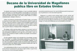 Decano de la Universidad de Magallanes publica libro en Estados Unidos.