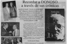 Recordar a Donoso a través de sus crónicas Recordar a Donoso a través de sus crónicas