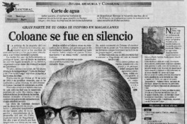 Coloane se fue en silencio. Coloane se fue en silencio.