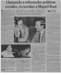 Llamando a reformular políticas sociales, recuerdan a Miguel Kast.