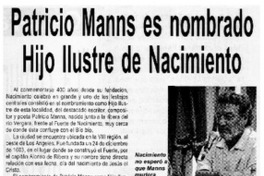 Patricio Manns es nombrado Hijo Ilustre de Nacimiento Patricio Manns es nombrado Hijo Ilustre de Nacimiento