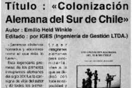 "Colonización Alemana del Sur de Chile" "Colonización Alemana del Sur de Chile"
