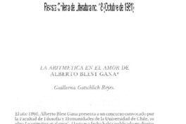 La aritmética en el amor de Alberto Blest Gana La aritmética en el amor de Alberto Blest Gana