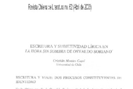 Escritura y subjetividad lírica en "La Hora sin sombra de Osvaldo Soriano" Escritura y subjetividad lírica en "La Hora sin sombra de Osvaldo Soriano"