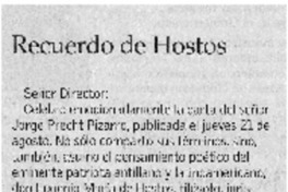Recuerdo de Hostos