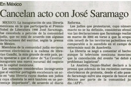 Cancelan acto con José Saramago. Cancelan acto con José Saramago.