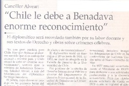 "Chile le debe a Benadava enorme reconocimiento" "Chile le debe a Benadava enorme reconocimiento"