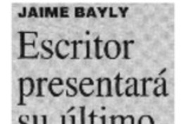 Escritor presentará su último libro Escritor presentará su último libro