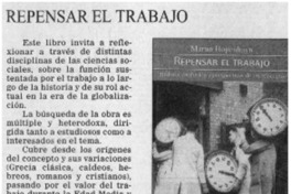 Repensar el trabajo Repensar el trabajo