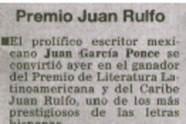 Premio Juan Rulfo.