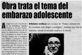 Obra trata el tema del embarazo adolescente Obra trata el tema del embarazo adolescente