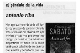 Elpéndulo de la vida, Antonio Riba. Elpéndulo de la vida, Antonio Riba.