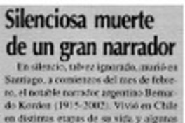 Silenciosa muerte de un gran narrador Silenciosa muerte de un gran narrador