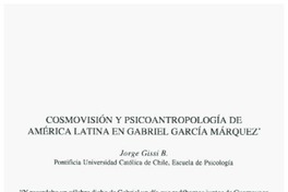 Cosmovisión y psicoantropología de América Latina en Gabriel García Márquez Cosmovisión y psicoantropología de América Latina en Gabriel García Márquez