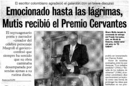Emocionado hasta las lágrimas, Mutis recibió el Premio Cervantes. Emocionado hasta las lágrimas, Mutis recibió el Premio Cervantes.