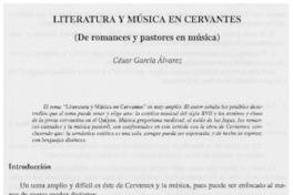Literatura y música en Cervantes Literatura y música en Cervantes