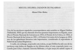 Miguel Delibes, cazador de palabras Miguel Delibes, cazador de palabras