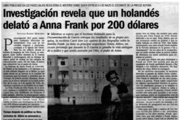 Investigación revela que un holandés delató a Anna Frank por 200 dólares Investigación revela que un holandés delató a Anna Frank por 200 dólares