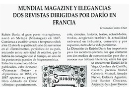 Mundial magazine y elegancias dos revistas dirigidas por Darío en Francia