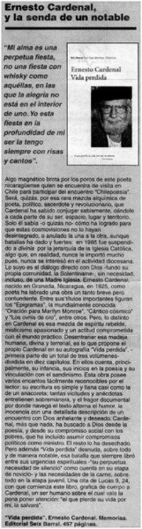 Ernesto Cardenal, y la senda de un notable
