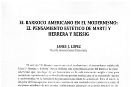 El Barroco americano en el modernismo: El pensamiento estético de Martí y Herrera y Reissig. El Barroco americano en el modernismo: El pensamiento estético de Martí y Herrera y Reissig.