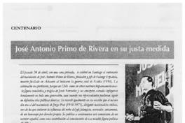 José Antonio Primo de Rivera en su justa medida José Antonio Primo de Rivera en su justa medida