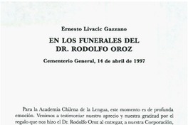 En los funerales del Dr. Rodolfo Oroz