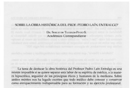 Sobre la obra histórica del prof. Pedro Laín Entralgo Sobre la obra histórica del prof. Pedro Laín Entralgo