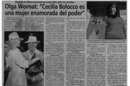 Olga Wornat, "Cecilia Bolocco es una mujer enamorada del poder". Olga Wornat, "Cecilia Bolocco es una mujer enamorada del poder".