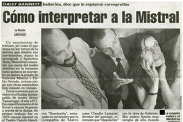 Daisy Bannett, bailarina, dice que le copiaron coreografías, "Cómo interpretar a la Mistral". Daisy Bannett, bailarina, dice que le copiaron coreografías, "Cómo interpretar a la Mistral".