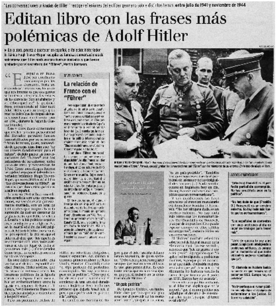 Editan libro con las frases más polémicas de Adolf Hitler Editan libro con las frases más polémicas de Adolf Hitler
