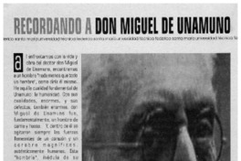 Recordando a don Miguel de Unamuno. Recordando a don Miguel de Unamuno.