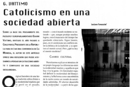 Catolicismo en una sociedad abierta Catolicismo en una sociedad abierta
