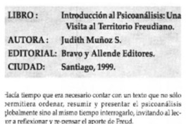 Introducción al psicoanálisis: una visita al territorio freudiano Introducción al psicoanálisis: una visita al territorio freudiano