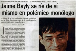 Jaime Bayly se ríe de sí mismo en polémico monólogo