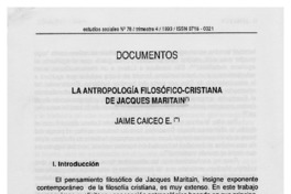 La antropología filosófico-cristiana de Jacques Maritain La antropología filosófico-cristiana de Jacques Maritain