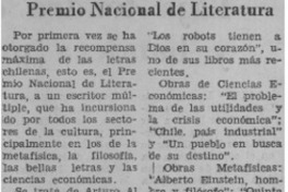 Premio Nacional de Literatura Premio Nacional de Literatura