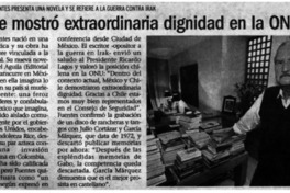 "Chile mostró extraordinaria dignidad en la ONU" Carlos Fuentes presenta una novela y se refiere a la Guerra de Irak "Chile mostró extraordinaria dignidad en la ONU" Carlos Fuentes presenta una novela y se refiere a la Guerra de Irak