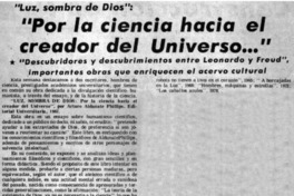Por la ciencia hacoa el creador del universo...".