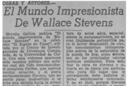 El mundo impresionista de Wallace Stevens El mundo impresionista de Wallace Stevens
