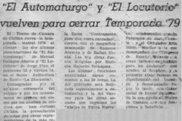 "El Automaturgo" y "El Locutorio" vuelven para cerrar temporada 79. "El Automaturgo" y "El Locutorio" vuelven para cerrar temporada 79.