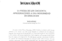 La Poesía de los cincuenta: aproximaciones a una modernidad en disolución.