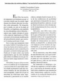 Introducción a la retórica clásica, una teoría de la argumentación práctica