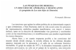 Las pesquisas de Heredia, un discurso de añoranza y desencanto (a propósito de Los siete hijos de Simenón) Las pesquisas de Heredia, un discurso de añoranza y desencanto (a propósito de Los siete hijos de Simenón)