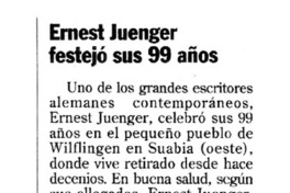 Ernest Juenger festejó sus 99 años.