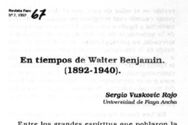 En tiempos de Walter Benjamin En tiempos de Walter Benjamin